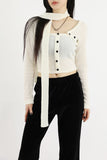 Camille button scarf knit top