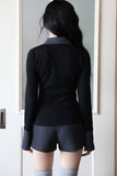 Cali color matching shirt knit top