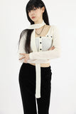 Camille button scarf knit top