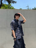 Connie Wrinkle Check Half Shirt