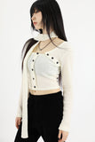 Camille button scarf knit top