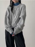 [wool60%] Pretzel Cable Wool Overfit Knit