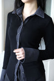 Cali color matching shirt knit top
