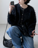 Chrome Angora Round Cardigan