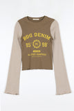 Ribbed color matching crop tee