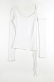 One shoulder open shirring tee