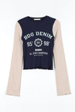 Ribbed color matching crop tee