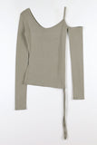 One shoulder open shirring tee
