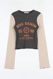 Ribbed color matching crop tee
