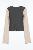 Ribbed color matching crop tee