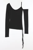 One shoulder open shirring tee