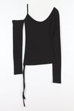 One shoulder open shirring tee