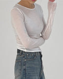 [1+1] Tencel See-Through Layered T-Shirt