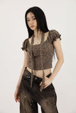 Puff leopard scarf tee