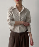 Stitch Pintuck Slim Fit Crop Shirt