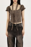 Puff leopard scarf tee