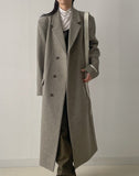 [wool80%/unisex] Sherbet Unbalance Hidden Overfit Long Coat