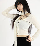 Camille button scarf knit top