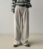 [Belt SET FW] Stern Pintuck Wide Denim Pants
