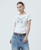 BUTTERFLY GOTH WIDE NECK CROP TEE