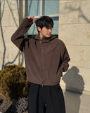 Diagonal Corduroy Hood Zip-up