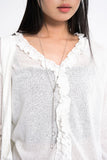 Peaky Ruffle V-neck Cardigan