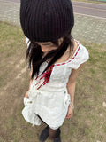 PERFORATED LACE MINI DRESS