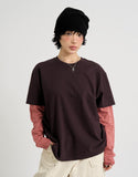 Two-tone stripe layered long sleeve