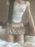 Chechena Beige Check Skirt