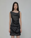 Draped Mesh Layered Mini Skirt