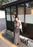DOUBLE MIXED CHECK SKIRT