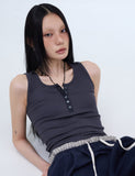 PRTN)Ribbed Lip Button Tank Top