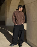 Diagonal Corduroy Hood Zip-up