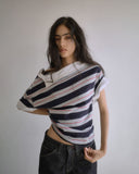 OFF-SHOULDER SHIRT LAYERED UNBALANCED T-SHIRT