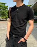 One Q Ribbed Henry Neck Short Sleeve T-shirt