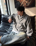 Brushed Henley Neck Pigment Hoodie