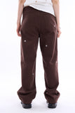 Snow embroidery wide cotton pants