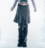 Pleated Jersey Skirt Pants