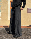 Striped wool wide slacks