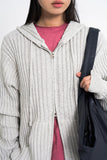 Edith lip knit hood zip-up