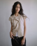 WRAP BUTTON CAP SLEEVE BLOUSE