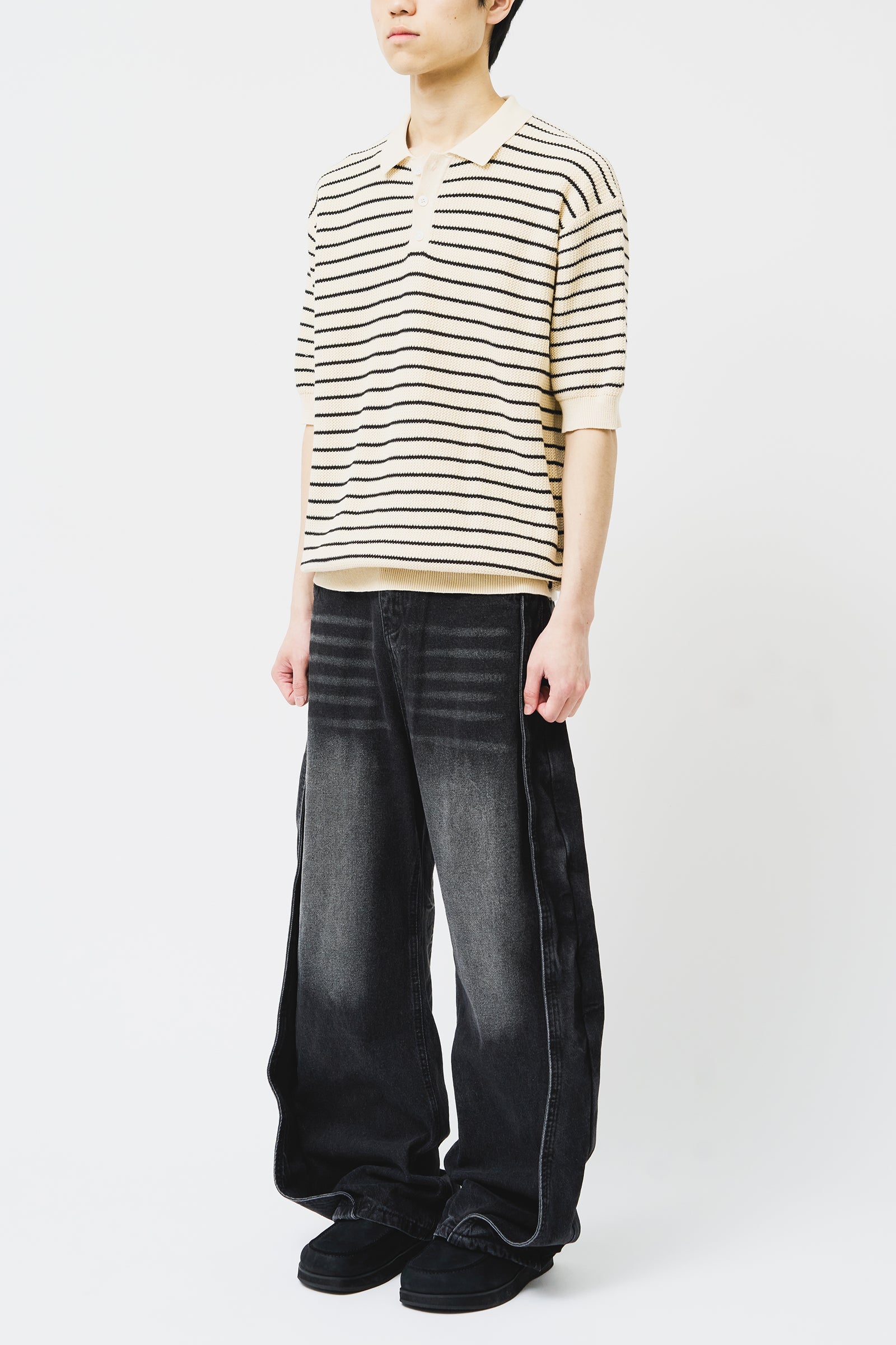 【HI FI FNK】Seli Striped Collar Knit HI FI FNK(ハイファイファンク) - セリボーダー襟付きニット