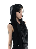 (W) ASYMMETRIC HOOD VEST