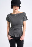 Drape frill slim tee