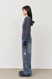 (W) Spell Striped Hooded Top