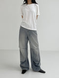 855 Pintuck Wide Denim Pants