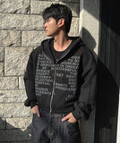 Lettering Crop Hood Zip-Up