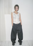 TUCK WIDE DENIM PT