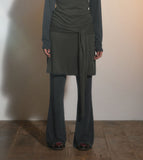 TWO-TONE LAYERED TIED SKIRT PANTS