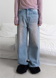 PINK WASHING WIDE DENIM PT